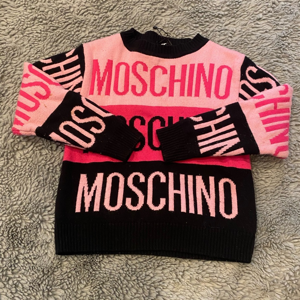 Beautiful Moschino Sweater Girls SZ 10 pink & black